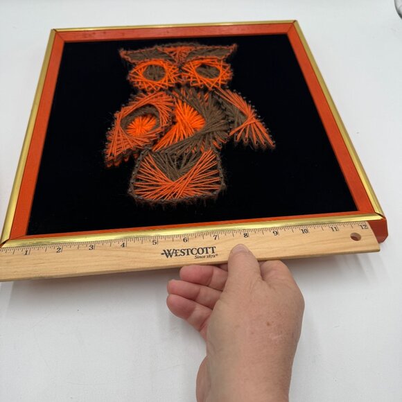 Vintage owl string Art picture nail wall decor decoration on wood black velvet - Picture 10 of 11